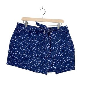 NWT Vineyard‎ Vines Womens Navy Blue Polka Dot Cotton Wrap Front Skort Skirt 12